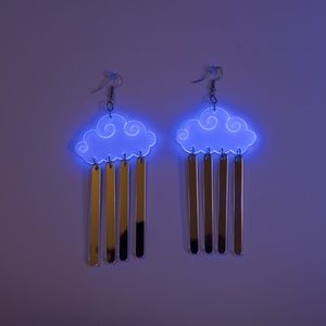 Handmade acrylic UV cloud mirror drop earrings